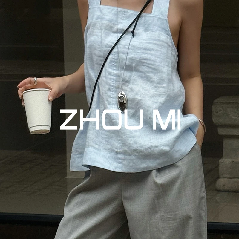 ZHOU MI “交叉美学”A字亚麻吊带 ZS30522