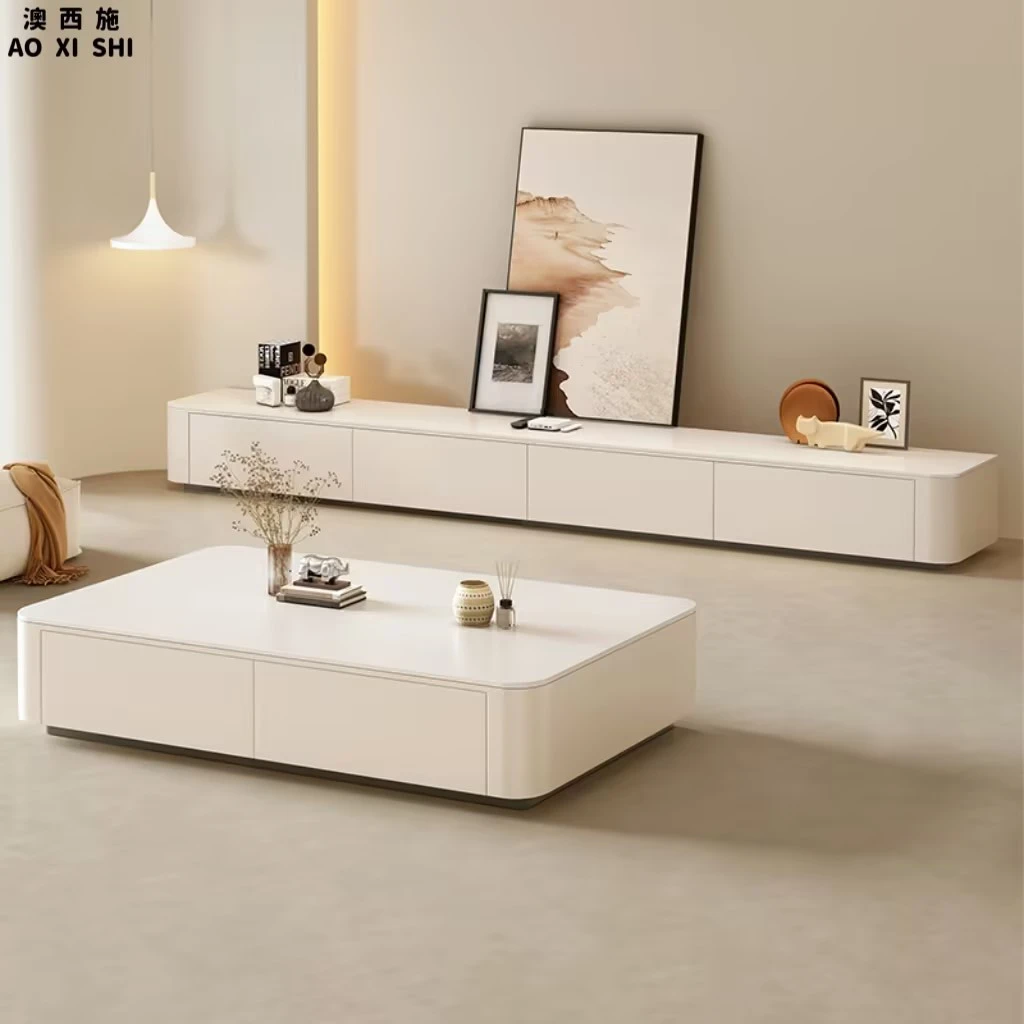 澳西施岩板电视柜客厅家用轻奢高级感现代简约落地茶几电视柜组合