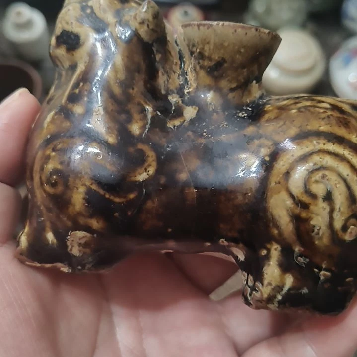 用***伢摆件一件精美吉州窑竹台全品