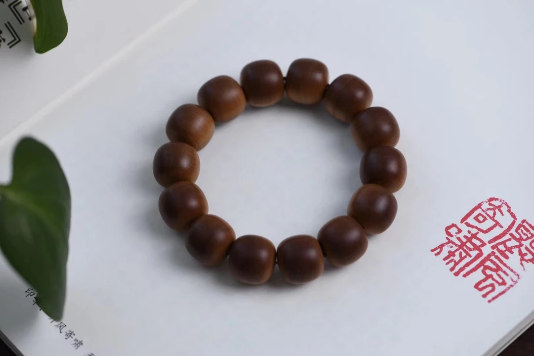 印度老山檀香木藏式老型珠沉水13x14黑肉虎皮纹焦糖奶香传世级