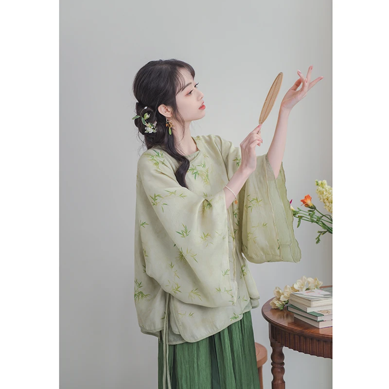 南风谷【千山翠】2025新中式女装改良斜襟圆领上衣国风两件套宋裤