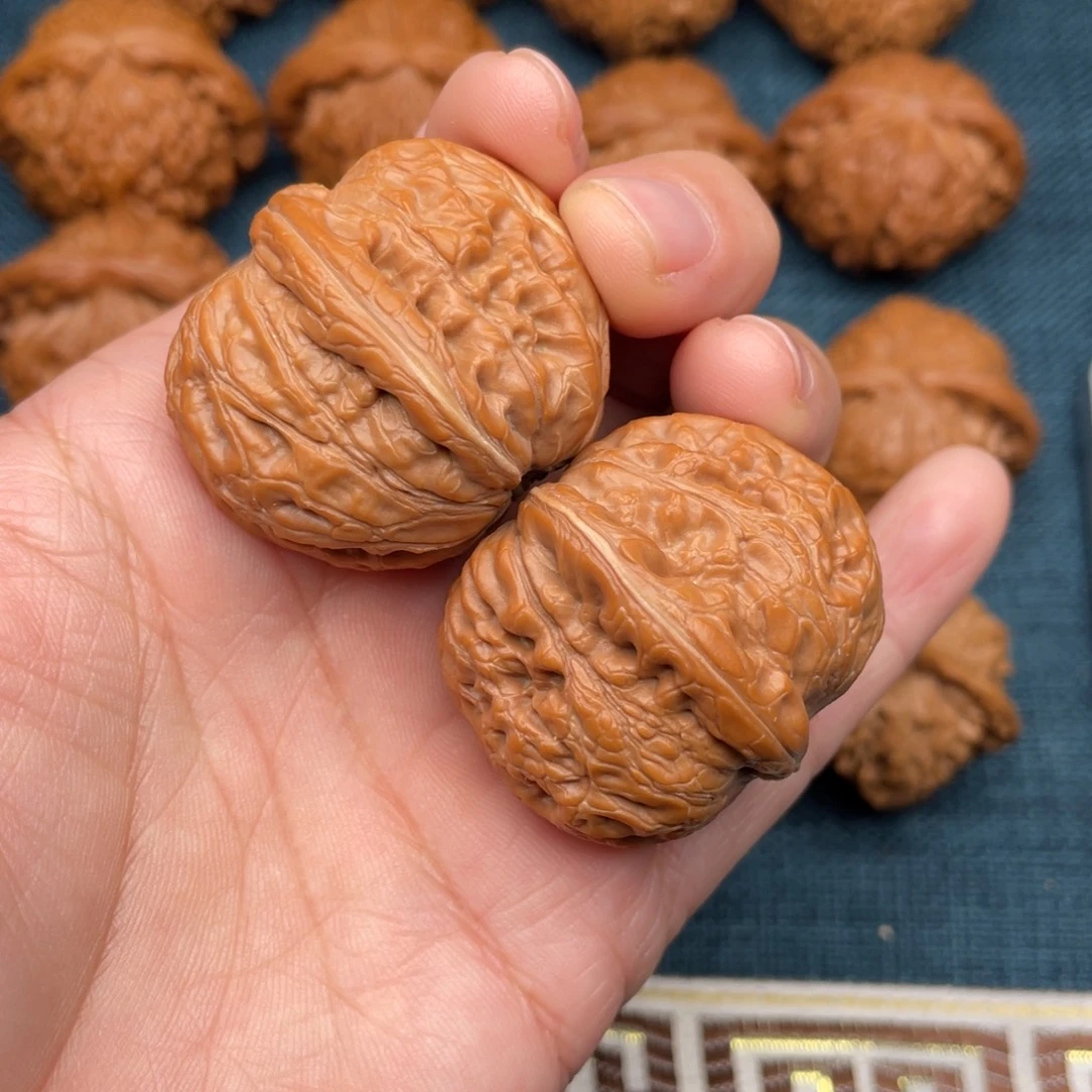 把件文玩核桃38全品红皮元宝