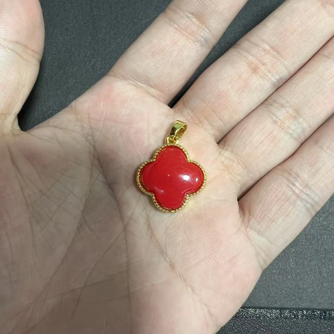 高端奢饰精美血胆金莲玛瑙经典四叶草吊坠 D802多样性发一0