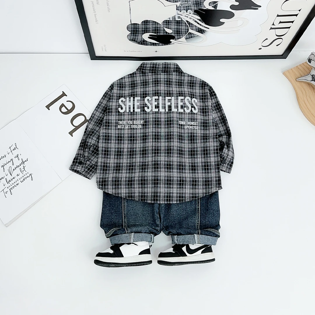 儿童格子衬衫长袖2025新款男童秋季上衣宝宝 HZ25815悠悠童话童装