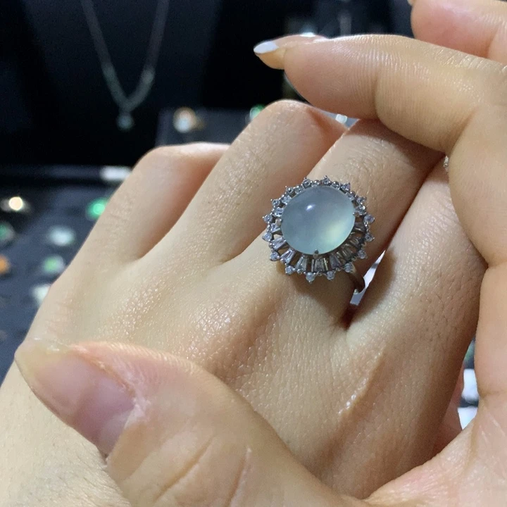 翡翠银S925镶嵌戒指