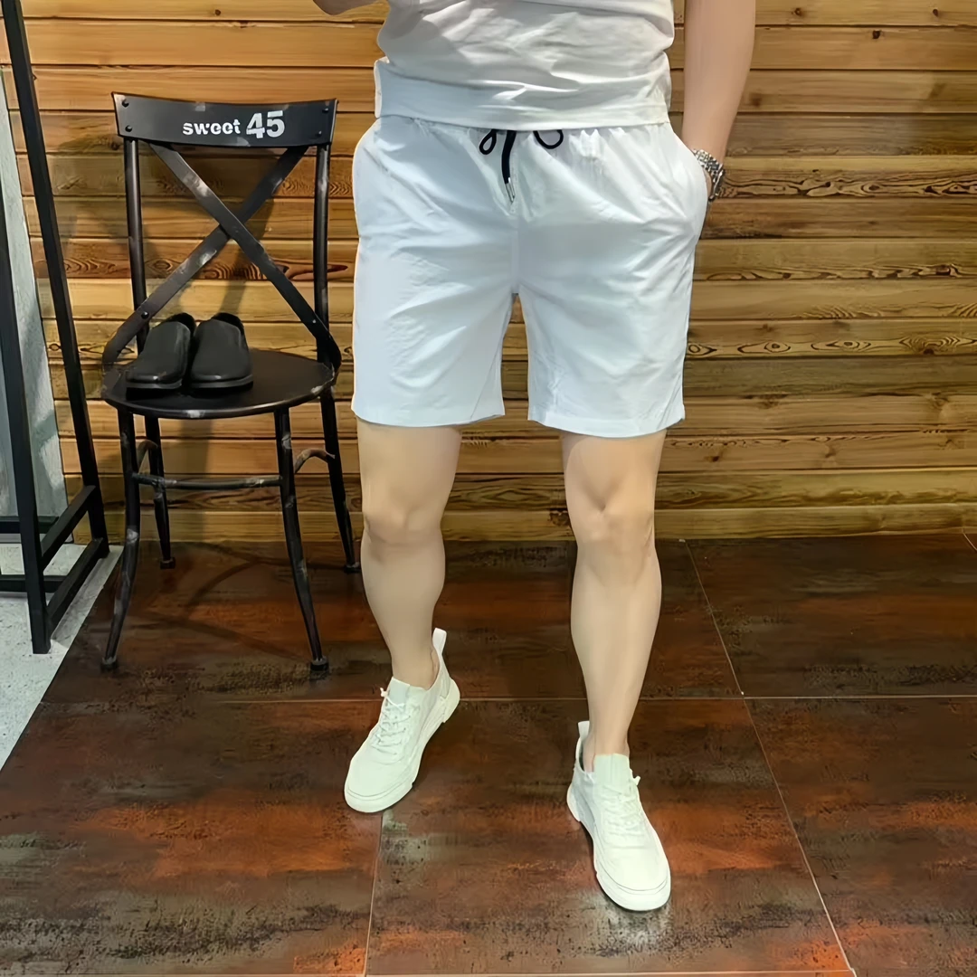 夏季男生速干修身三分裤社会精神小伙印花网红沙滩裤速干百搭短裤