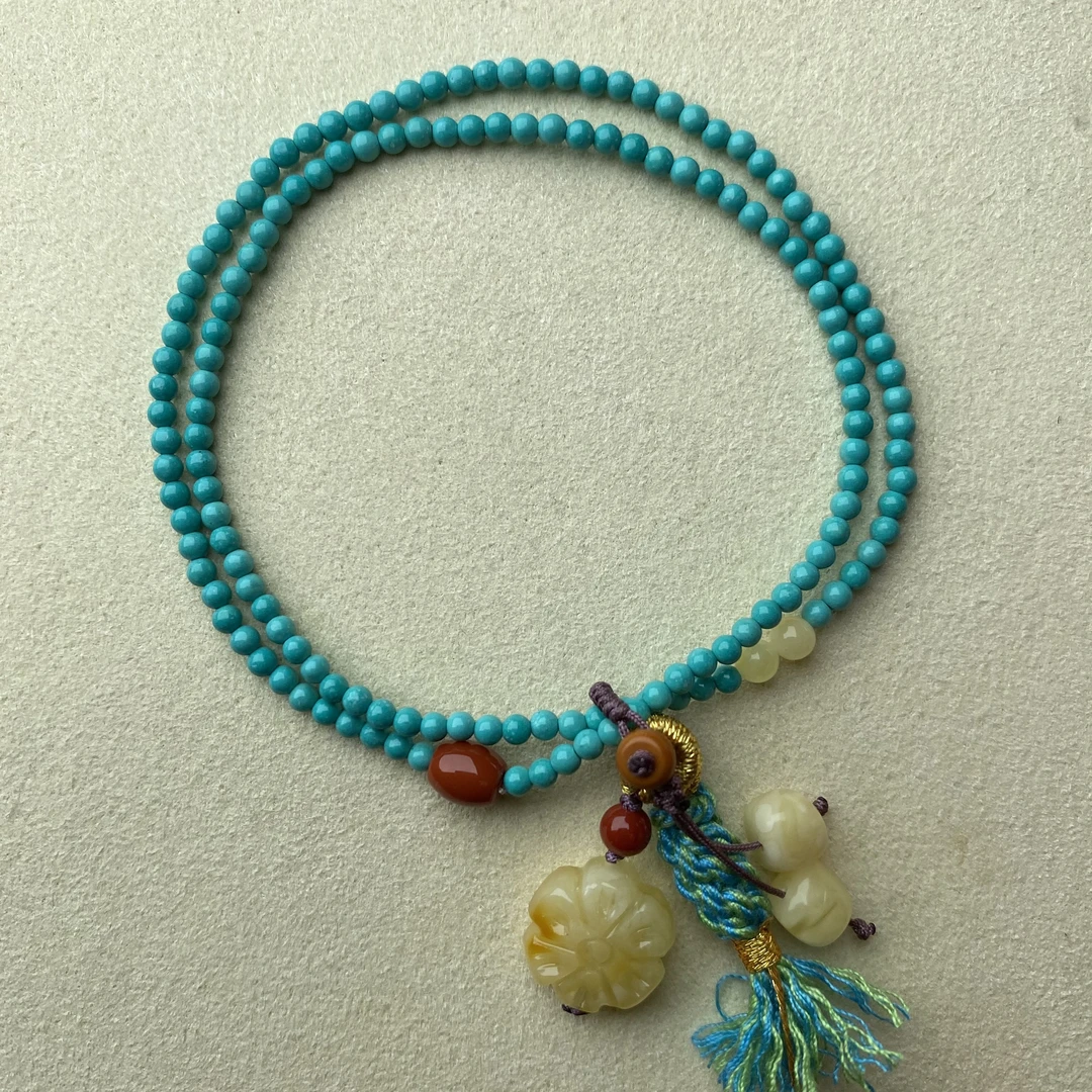 限购一单春节特别款松石配蜜蜡双圈手链L022C