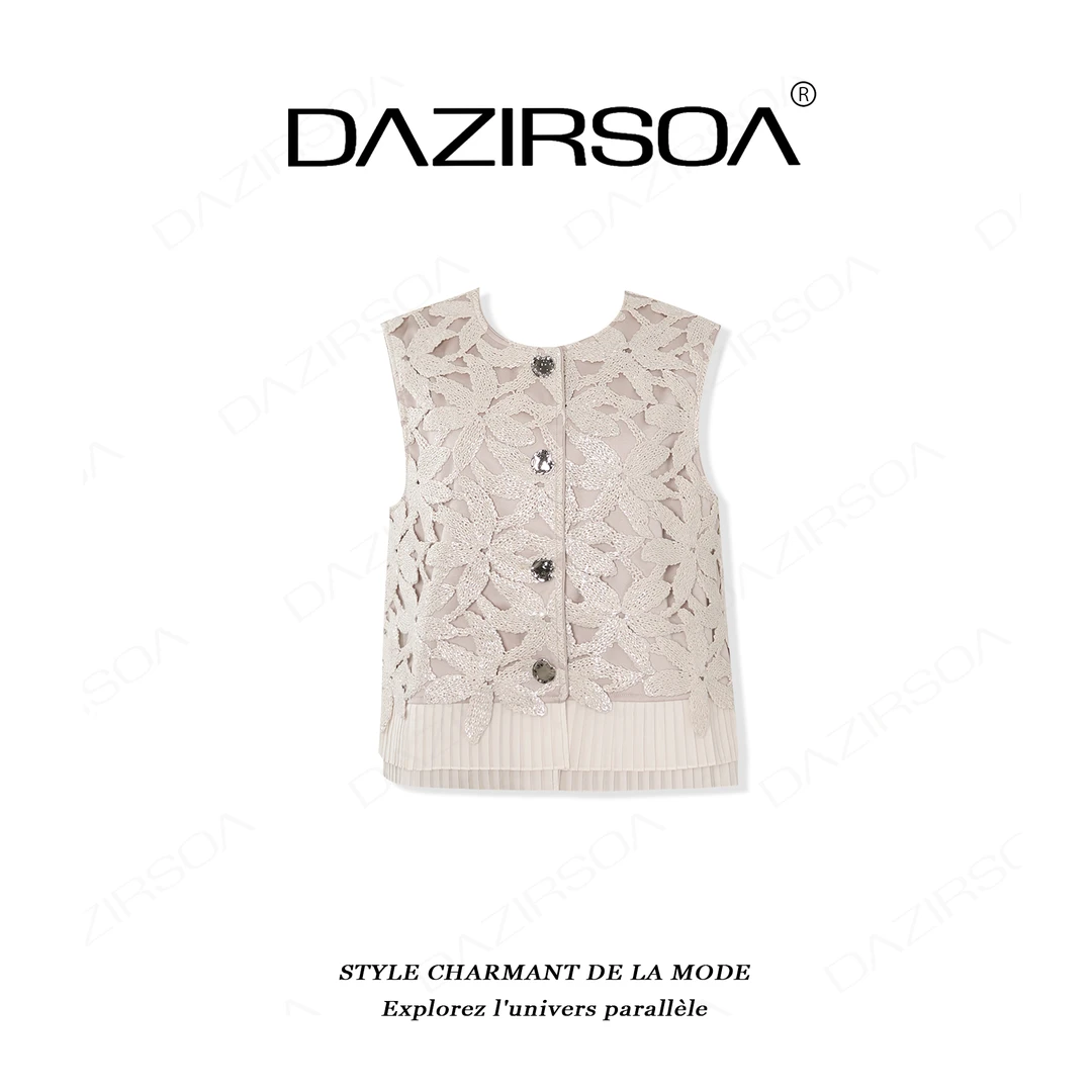 DAZIRSOA/达姿“悠然海岸”时尚百搭拼接花朵假两件洋气马甲 Y559