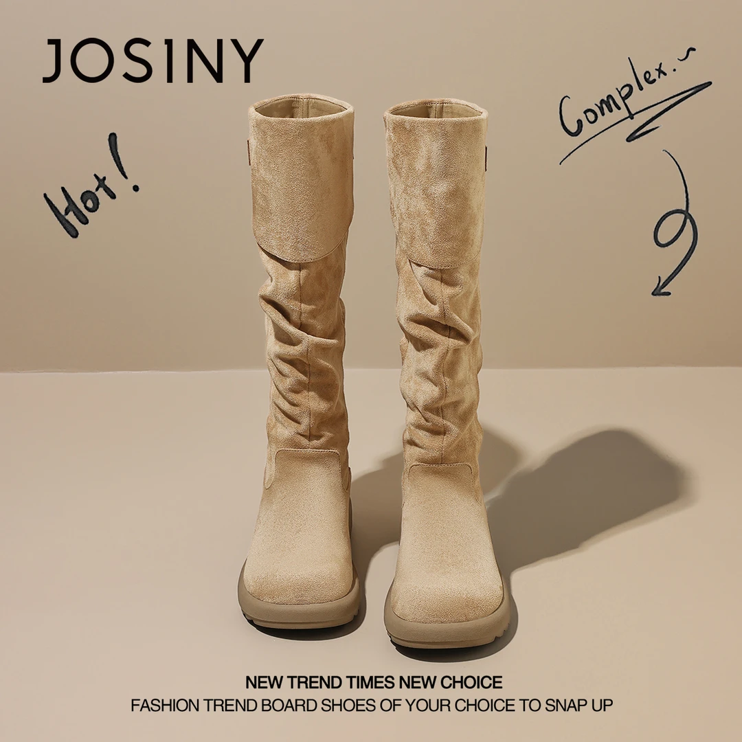 卓诗尼复古勃肯长靴女2025冬季爆款旅游穿搭显瘦不过膝堆堆骑士靴