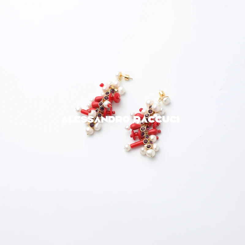 黄铜耳饰 AP洛哥51041EE【糖霜浆果】手工串珠多色搭配时尚耳饰