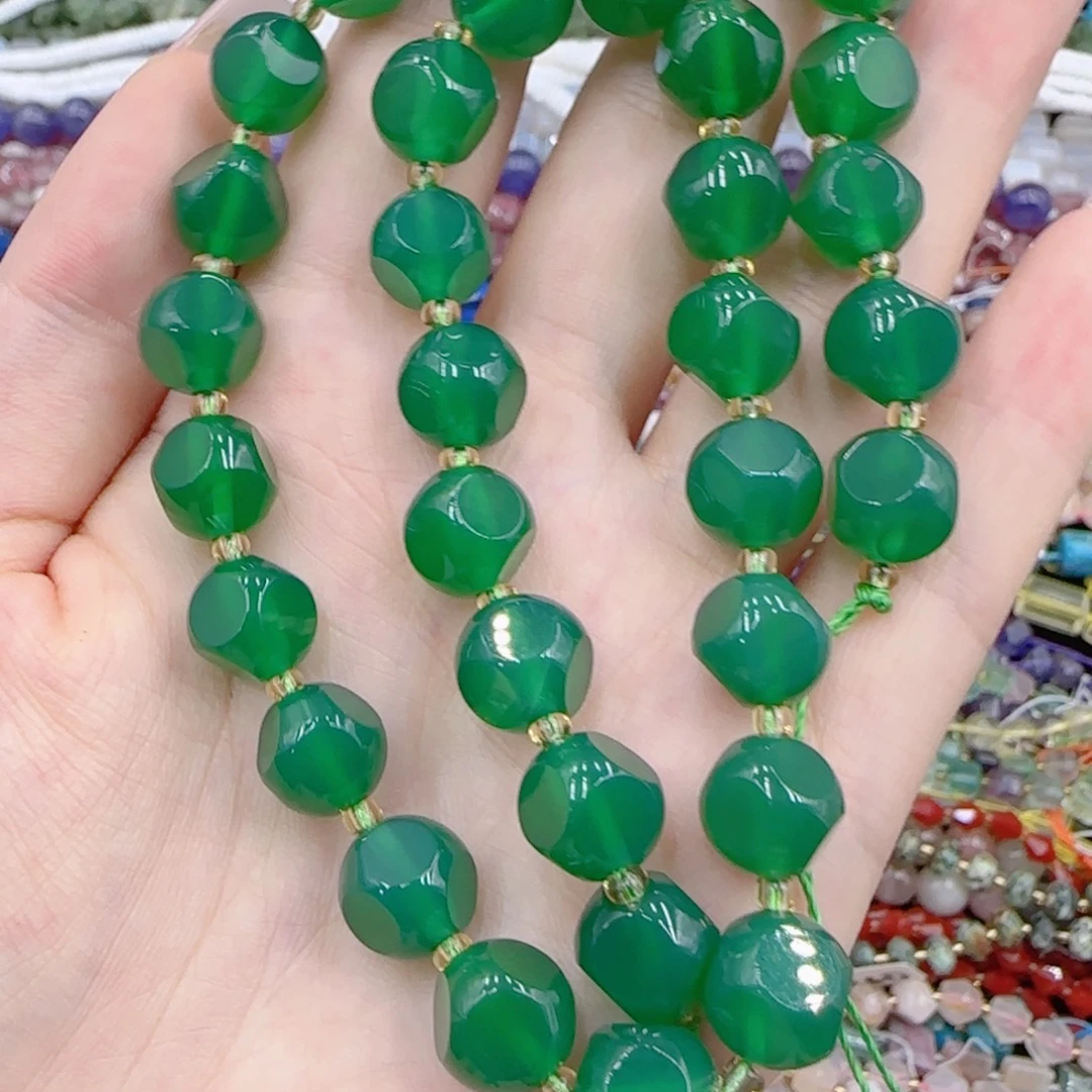 未镶嵌玛瑙/玉髓珠宝半成品一级绿玛瑙魔方一条卡十