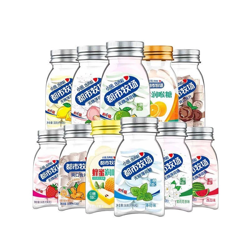 【超值】【38g×10混合口味】都市牧场无糖多种味道网红水果糖清新口气