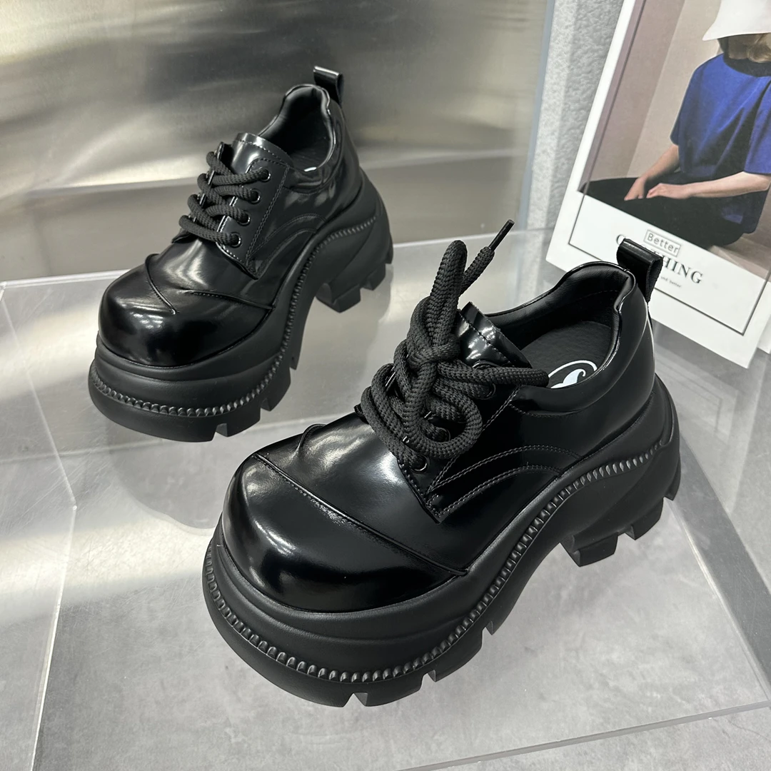 厚底小皮鞋女2026春新款时尚百搭爆款单鞋黑色增高英伦风乐福鞋潮