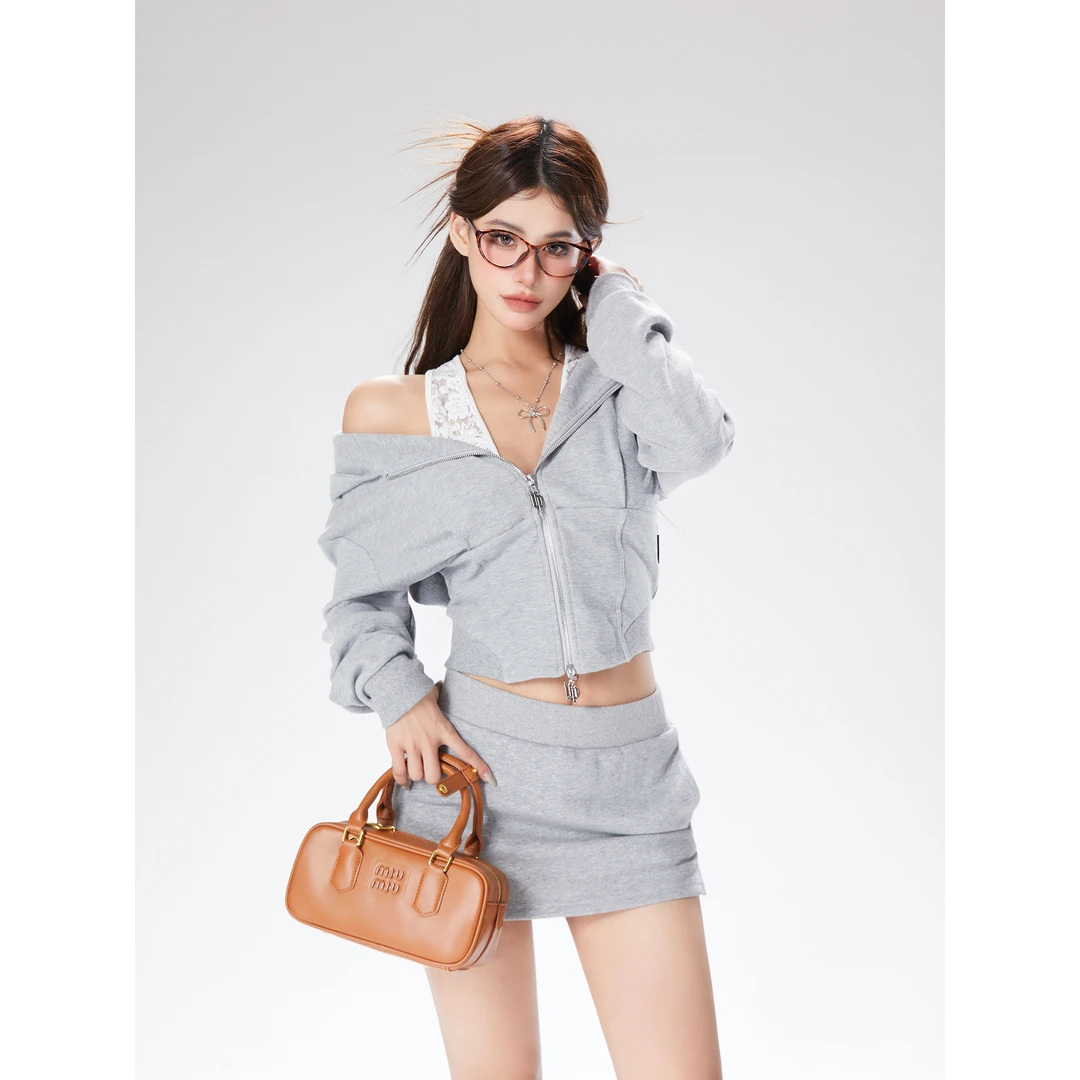 灰尘邓邓 秋季连帽外套拼接上衣 D24T2637  D24N2565