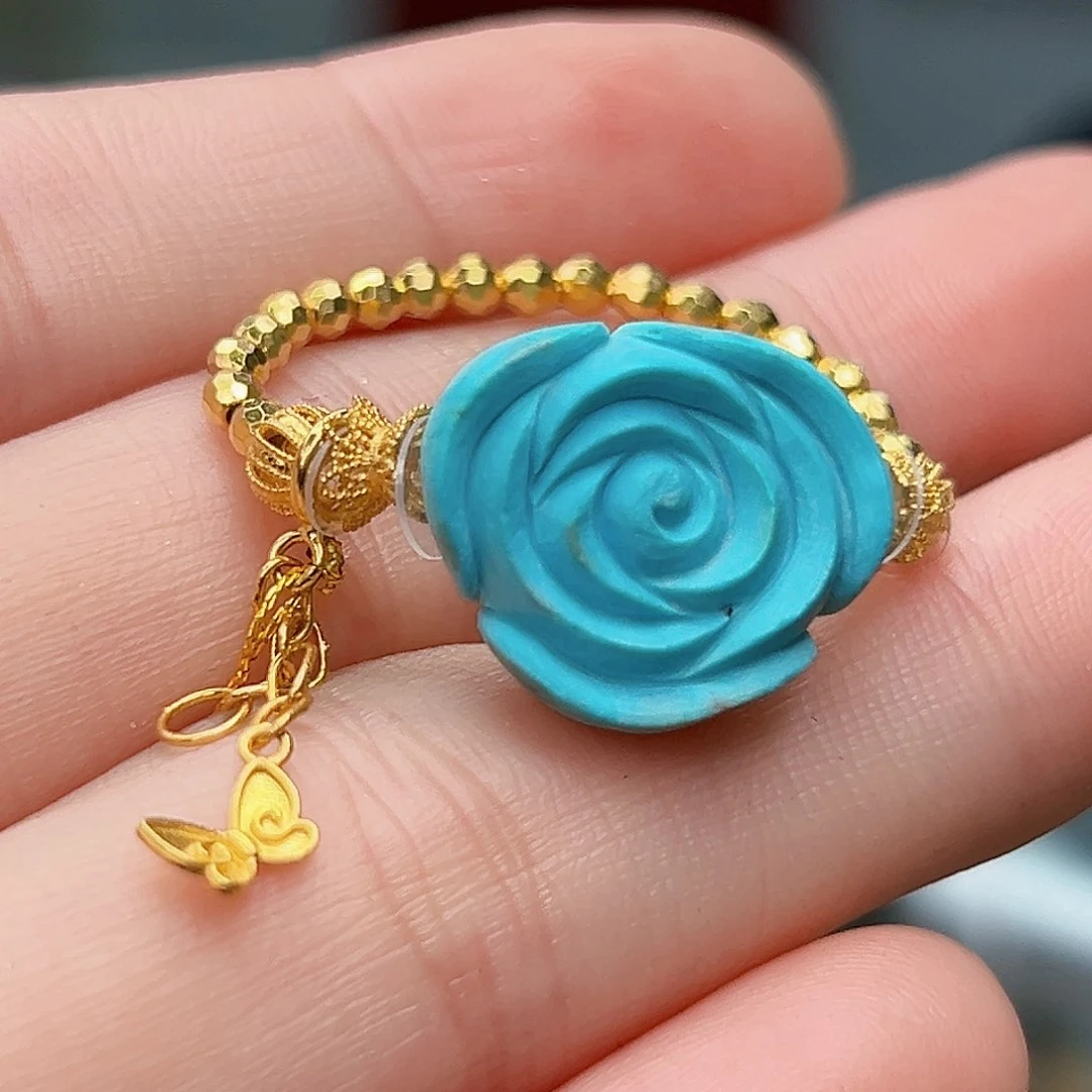 绿松石珠宝奇石18K金镶嵌