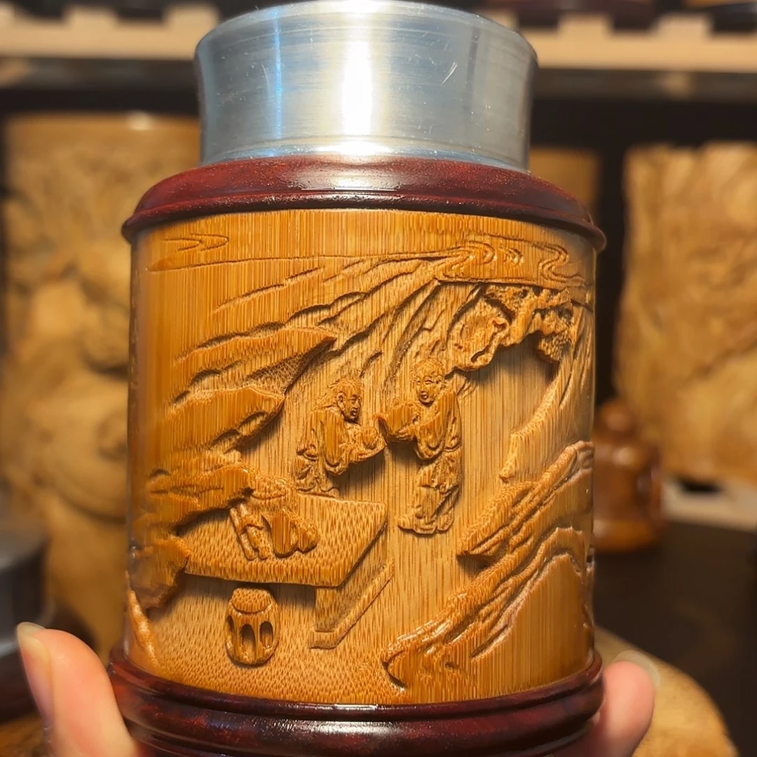 竹送礼佳品文会图茶叶罐