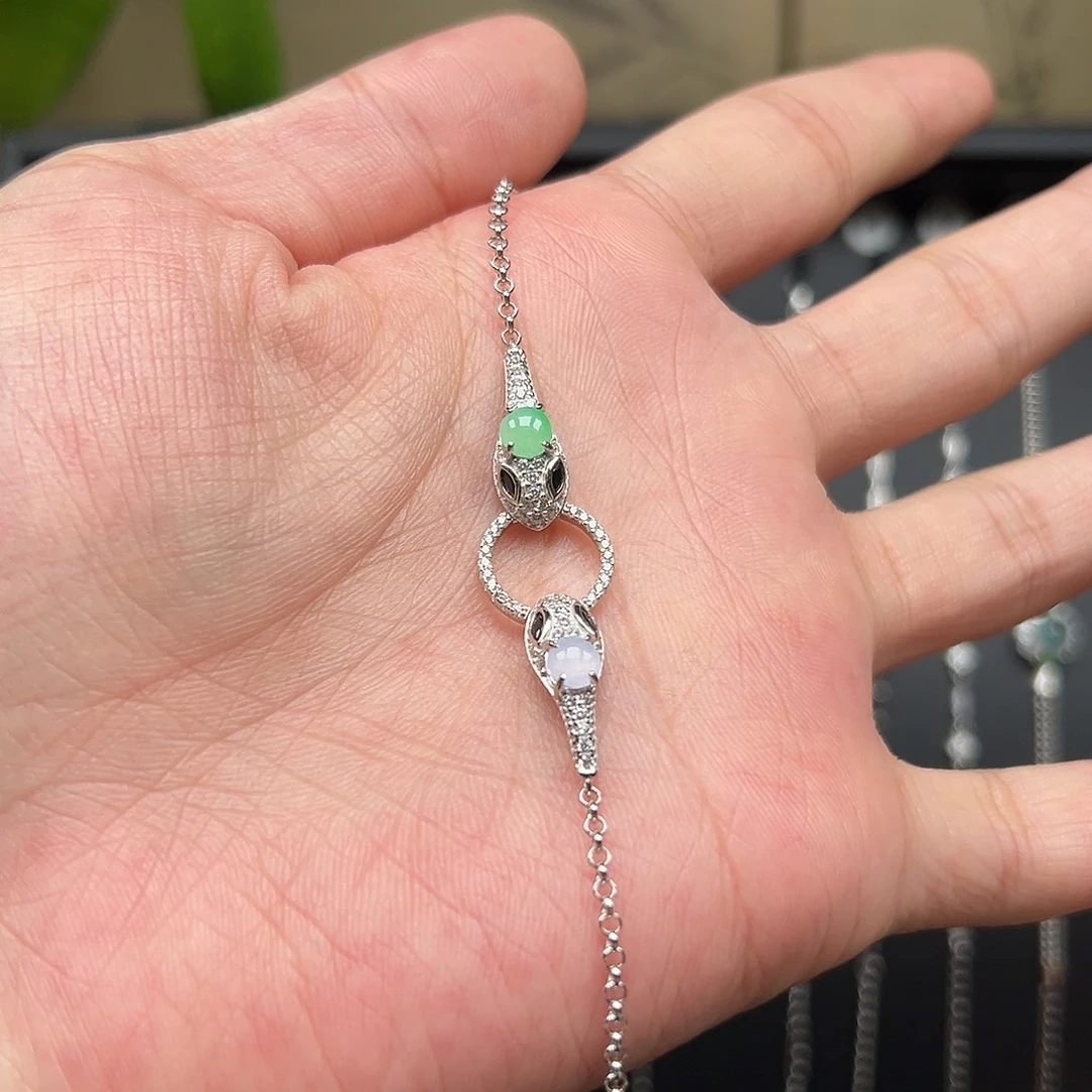 翡翠银S925镶嵌手链