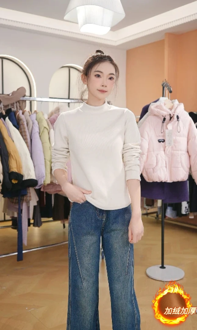 F3083【加绒加厚】秋装长袖T恤洋气春秋打底衫上衣