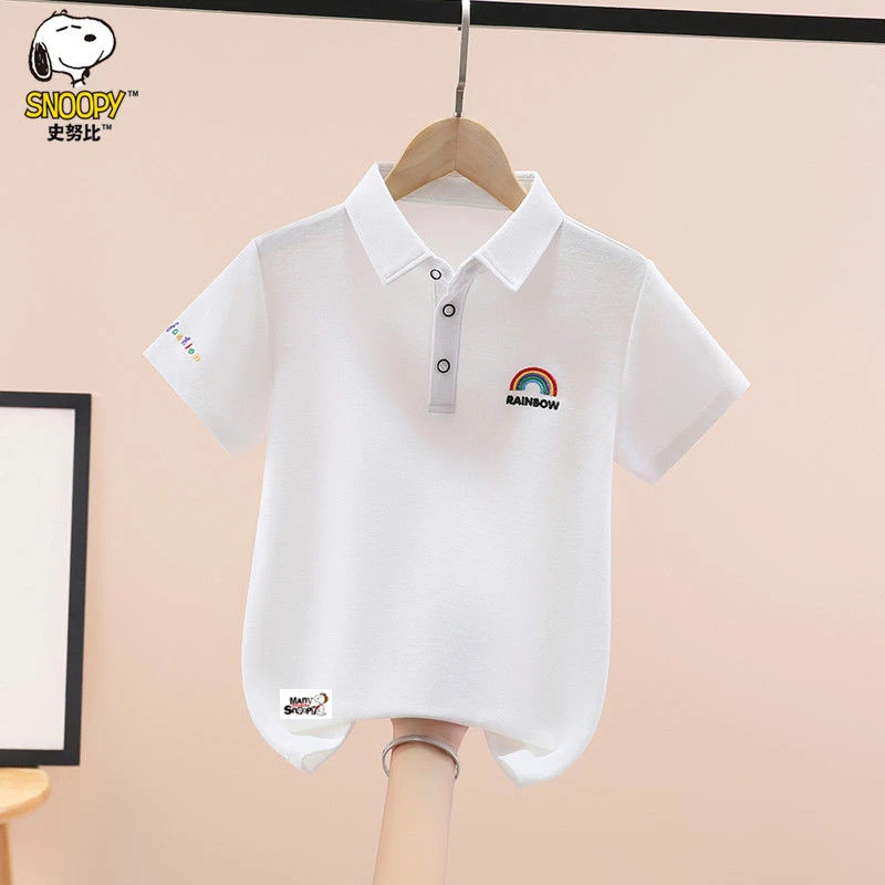 史努比男童短袖T恤夏装2025新款洋气中大童男孩翻领polo衫上衣潮