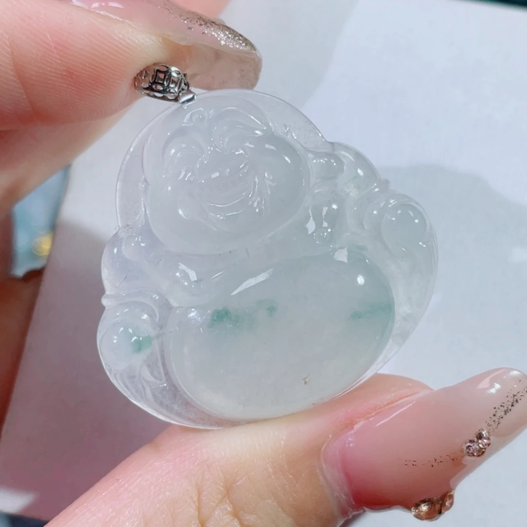 翡翠颈饰18K金镶嵌佛公