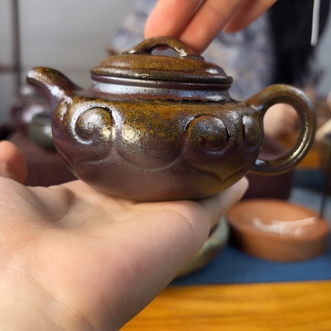 茶壶紫砂柴烧紫砂天青如意仿古