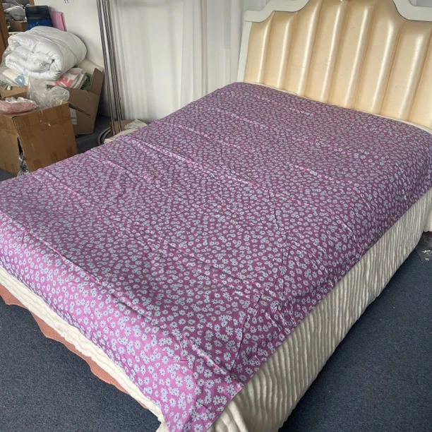 小华约160*210粉紫色小雏菊全棉被套床单三件套（微瑕）