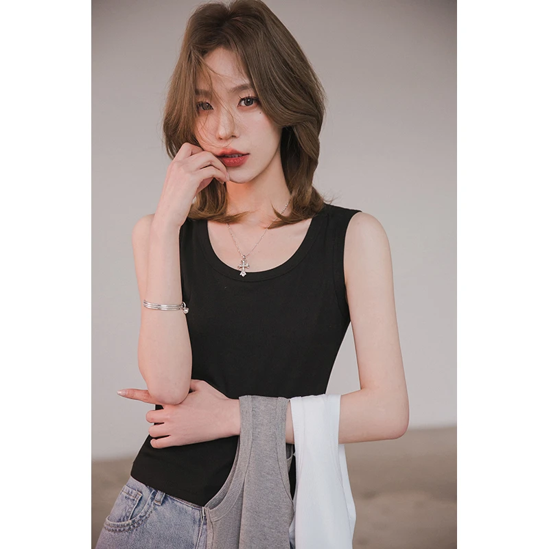 【切片专用】小谷粒万金油小背心2025爆款宽肩带百搭显瘦纯色上衣女