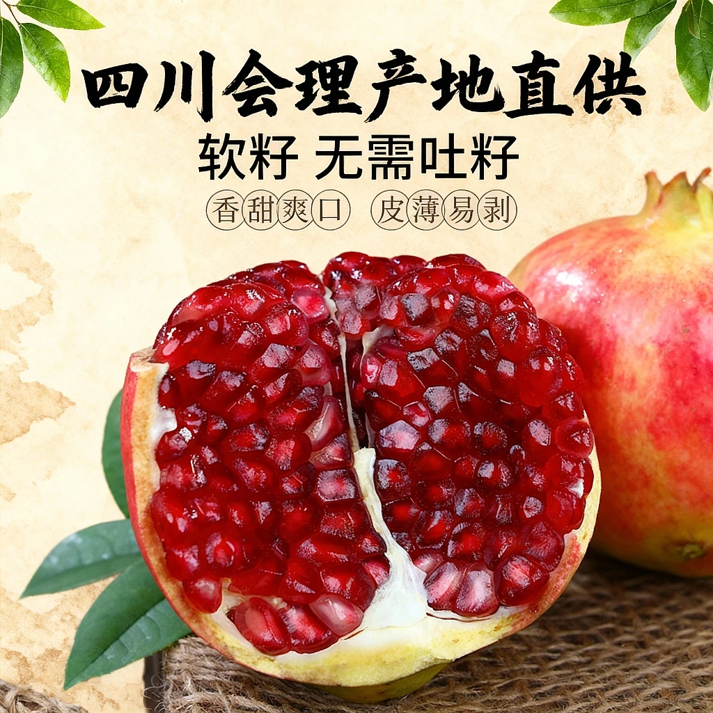 【自然搭档】四川会理软籽石榴3斤/5斤新鲜水果鲜甜红石榴多仓发货