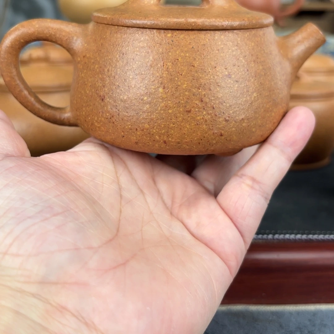 紫砂茶壶梨皮黄段宽口