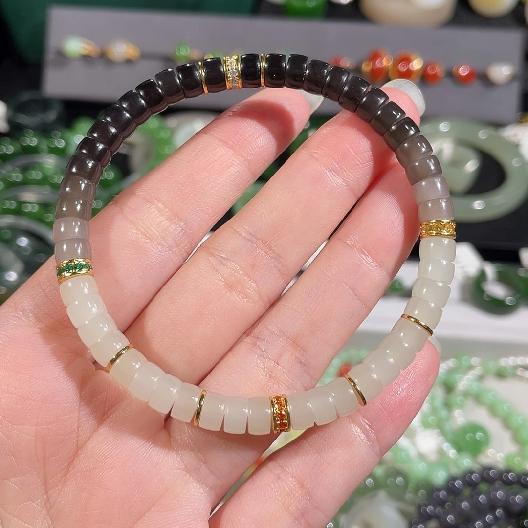 和田玉银S925镶嵌手串