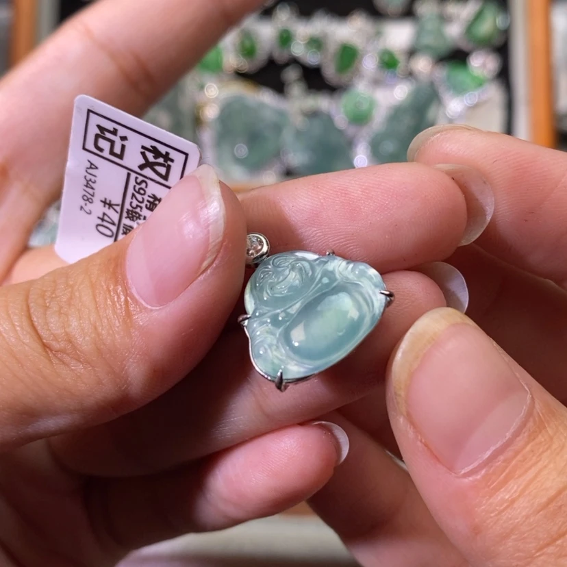 【闪购商品】翡翠银S925镶嵌颈饰天然