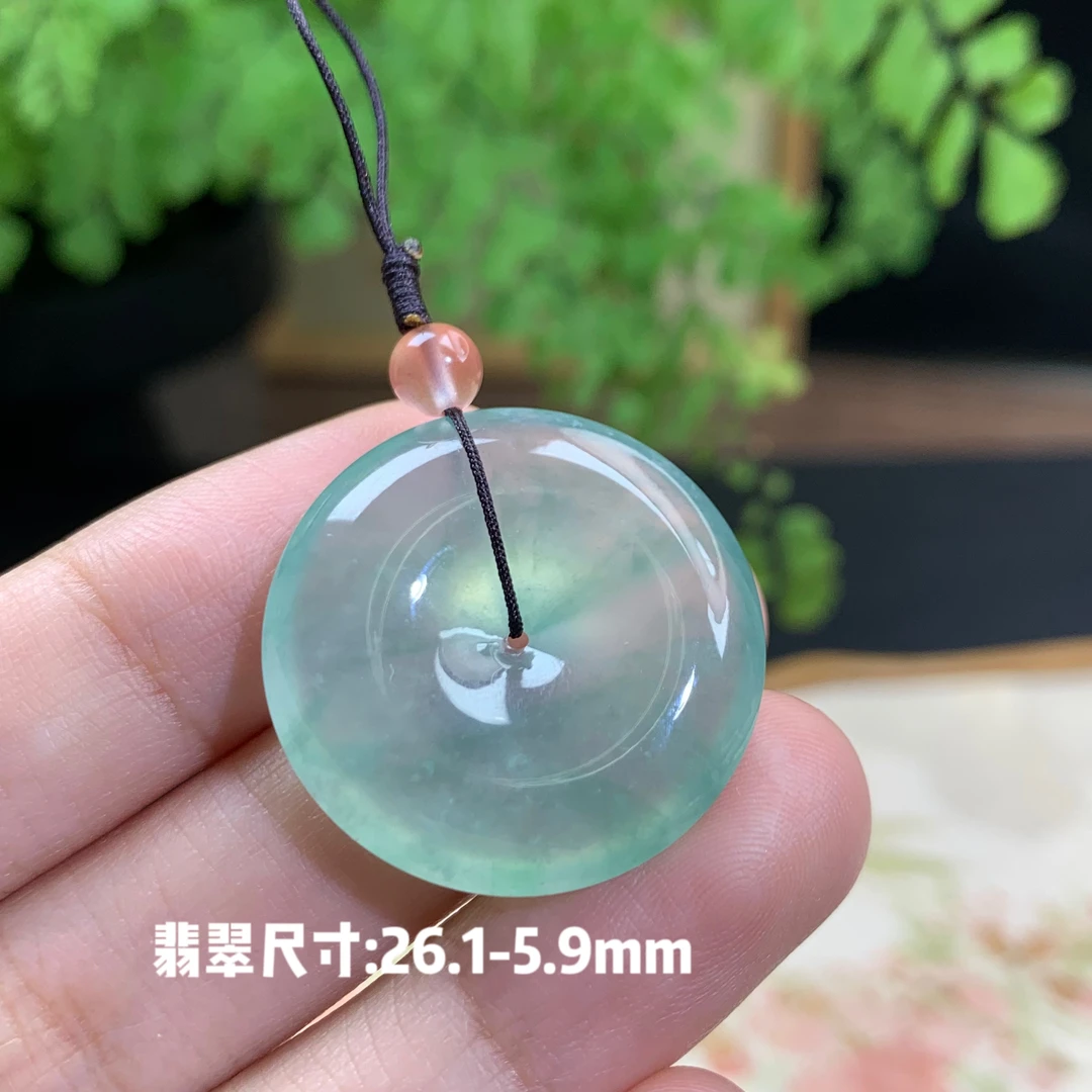 仙子翡翠冰种起光冰透飘绿芙蓉底晴绿平安扣吊坠缅甸翡翠A货清爽