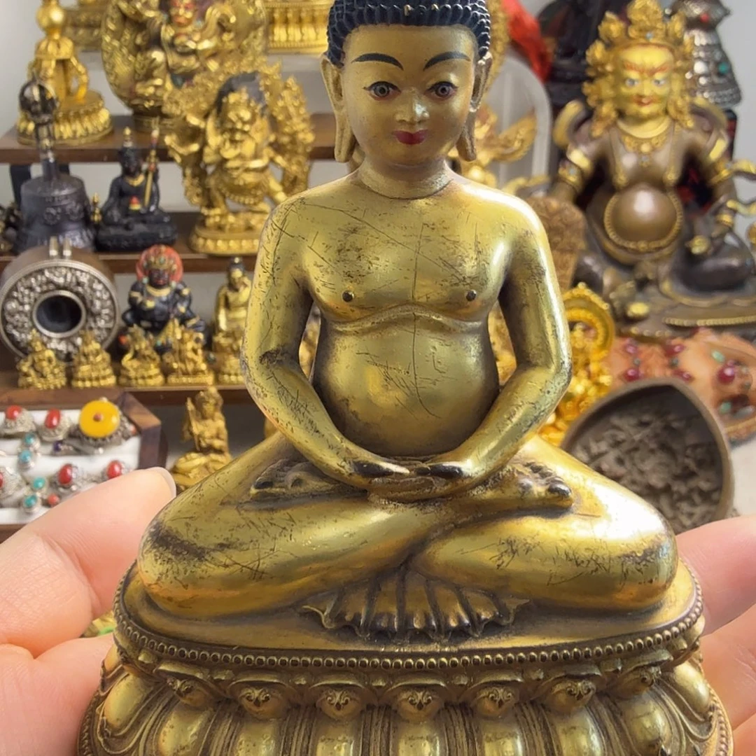 铜鎏金大成就佛像