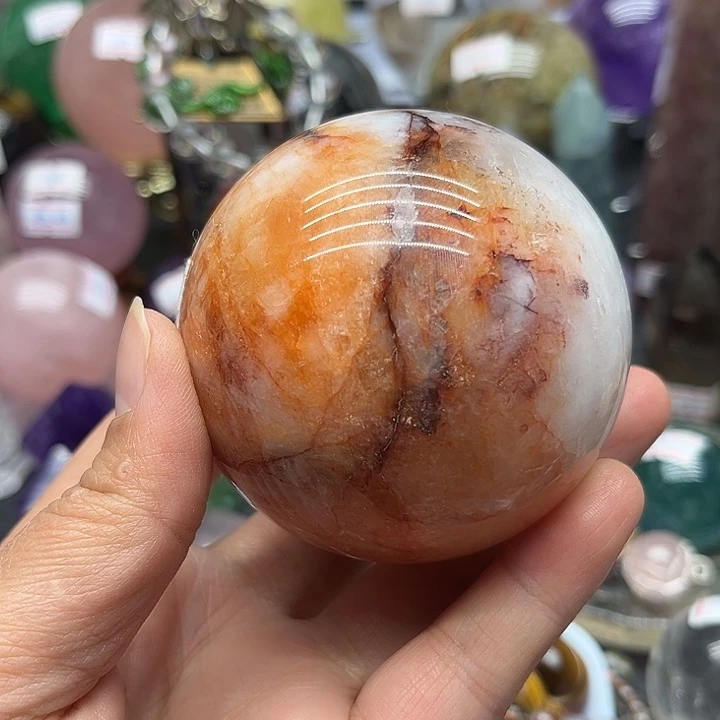 水晶珠宝半成品未镶嵌456克胶花水晶球