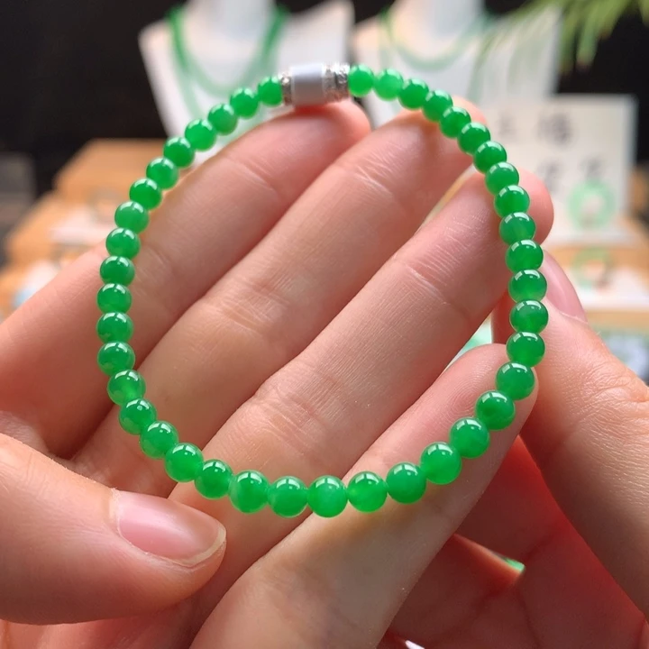 翡翠未镶嵌手链天然缅甸A货翡翠卡4.3mm