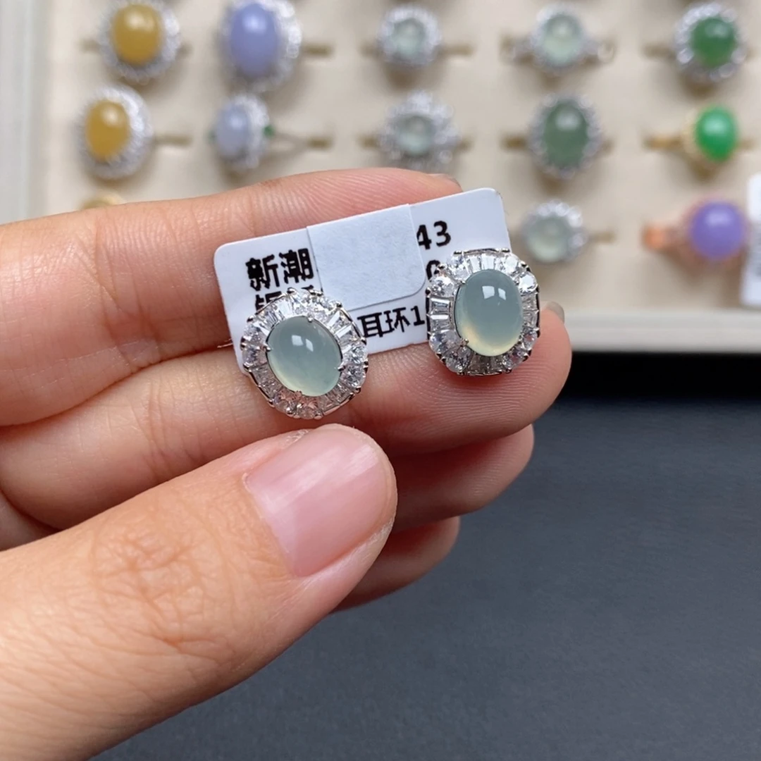 翡翠戒指银S925镶嵌戒指
