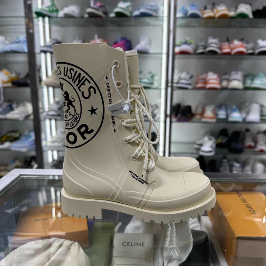 99新 DIOR/迪奥 Camp 橡胶系带大LOGO短靴 尺码/37 YH16823