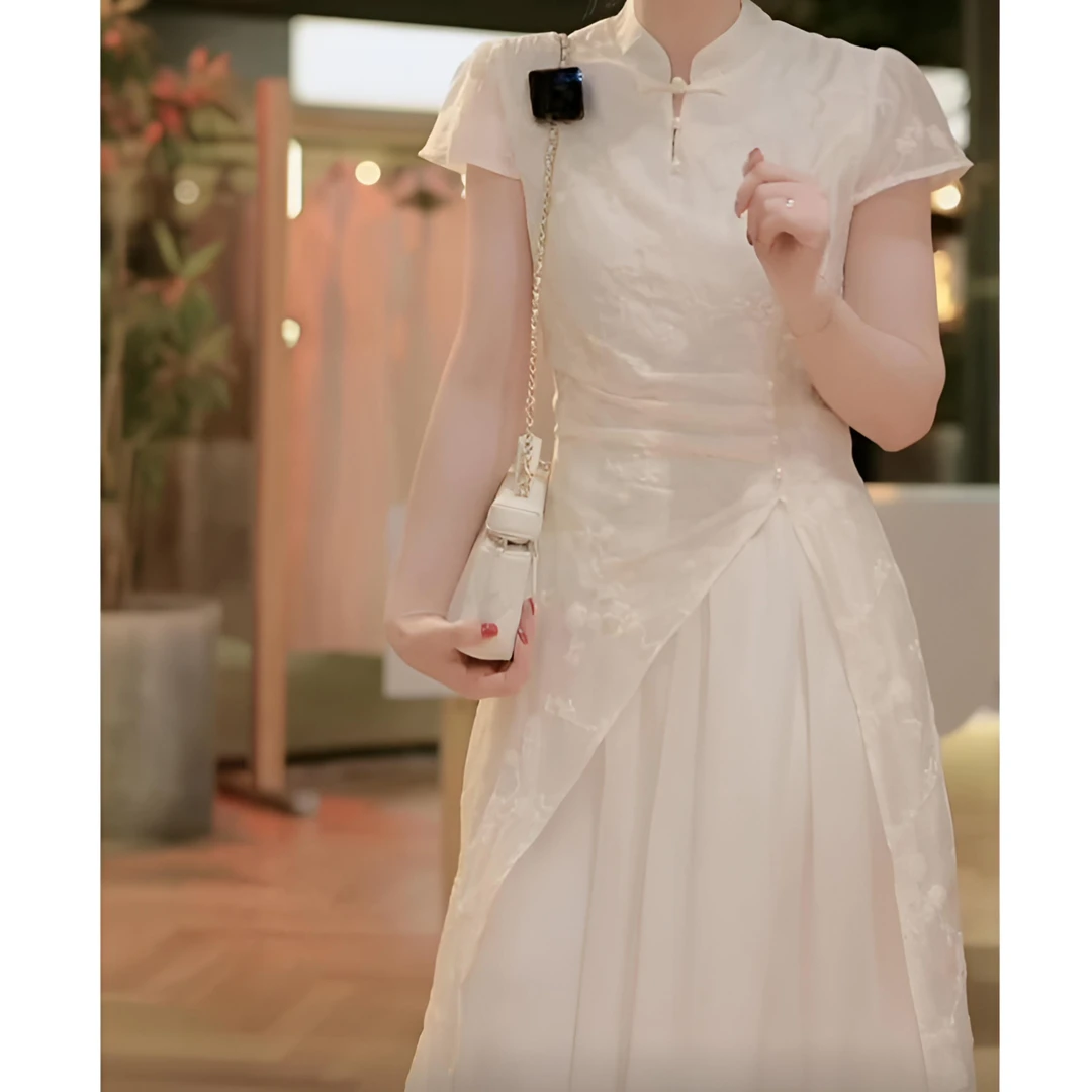 【私服定制】夏季新款新中式刺绣重工连衣裙子优雅气质长裙女