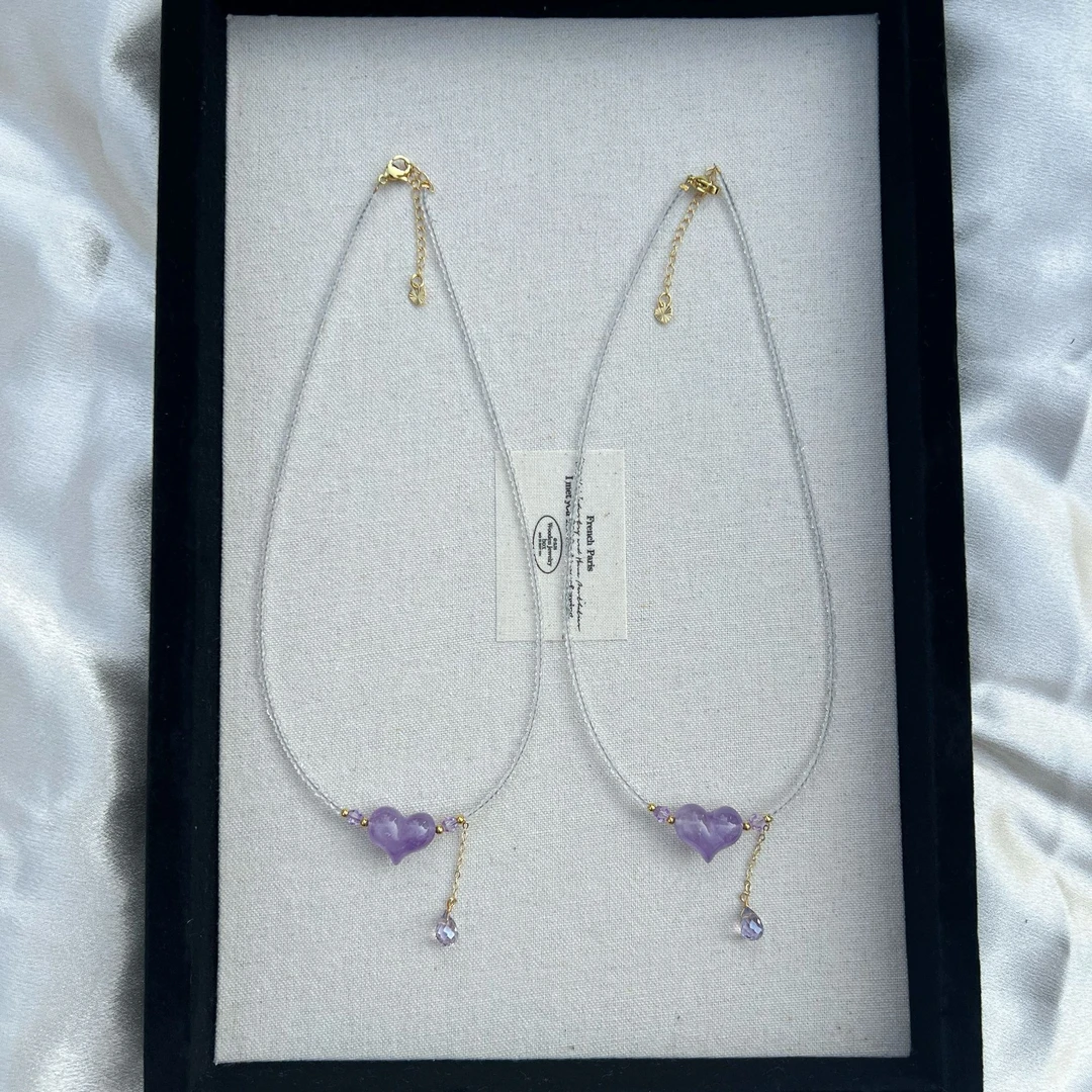 紫水晶爱心款项链