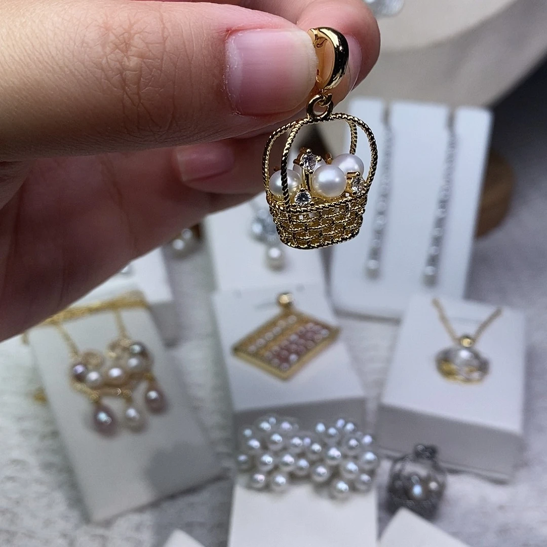 耳饰银S925镶嵌淡水珍珠