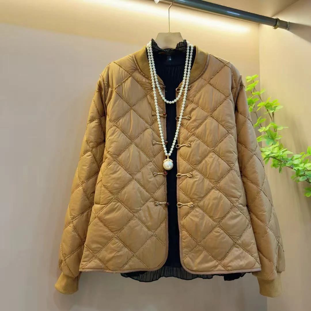 新款菱格加棉盘扣设计时尚外套（长68左右）