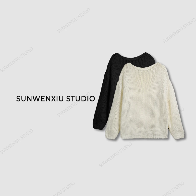 swx studio5店 “私服系列”韩系休闲手工针织镂空衫
