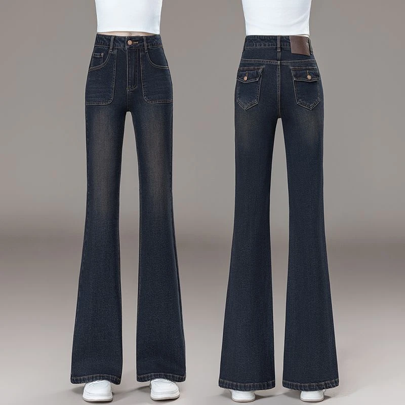 复古微喇牛仔裤女2025秋冬新款弹力修身显瘦百搭显腿长喇叭马蹄裤
