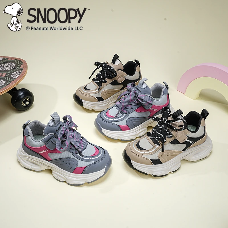史努比女童运动鞋春秋季新款时尚儿童学生百搭防滑中大童老爹鞋潮