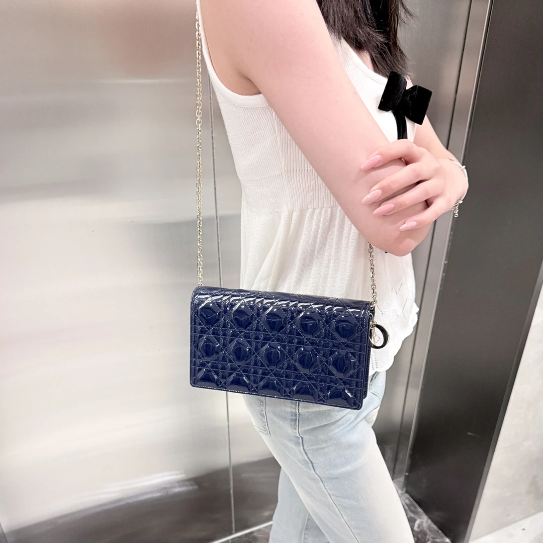 95新 DIOR/迪奥 dior深蓝色woc三合一单肩斜挎包