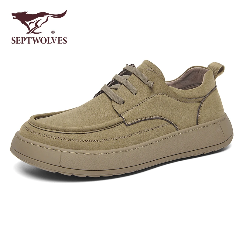 七匹狼品牌男鞋秋季新款复古百搭工装板鞋男一脚蹬厚底舒适休闲鞋