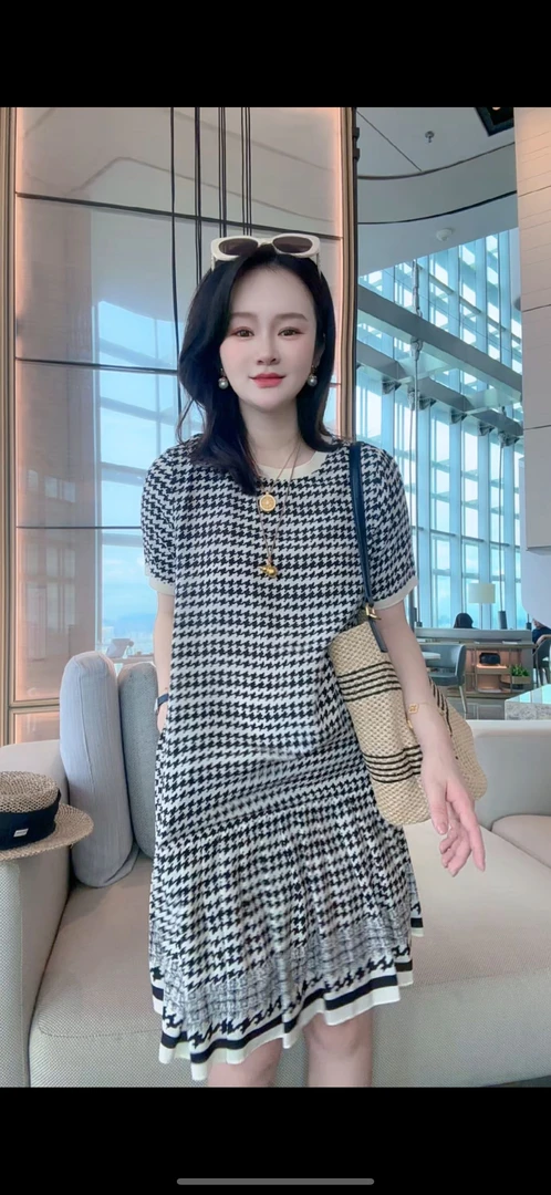 【丝芙玉禄】(E859)100%真丝双绉印花百搭桑蚕丝女装连衣裙