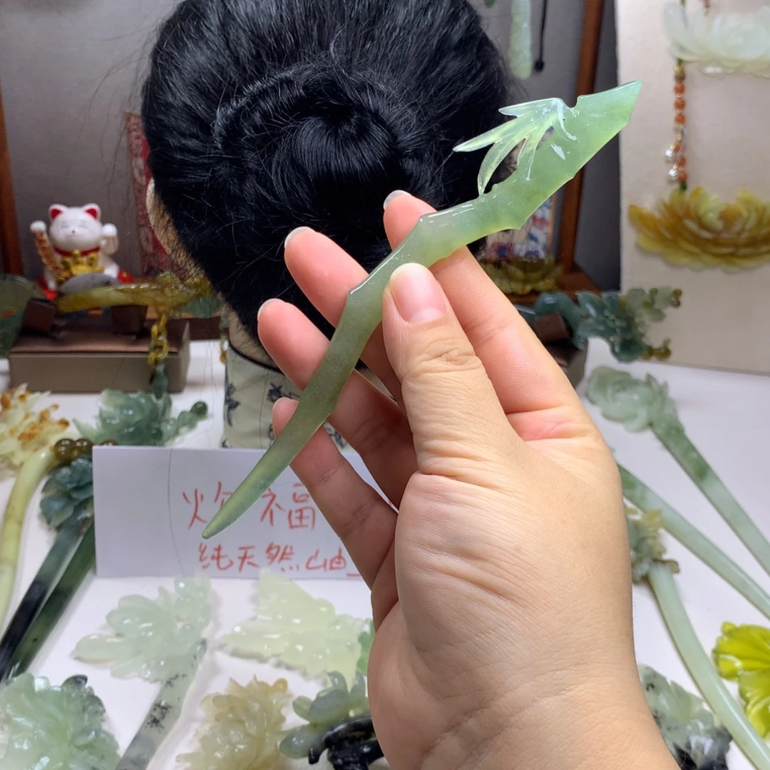 蛇纹石玉未镶嵌发饰