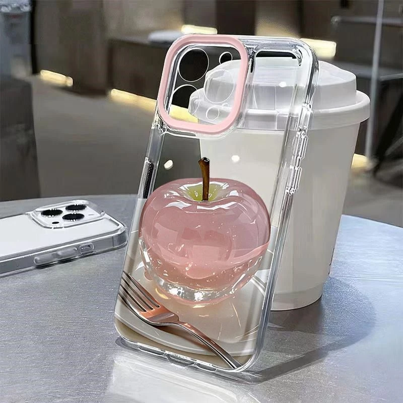 网红同款创意卡通水晶苹果适用苹果16手机壳华为vivo小米OPPO荣耀