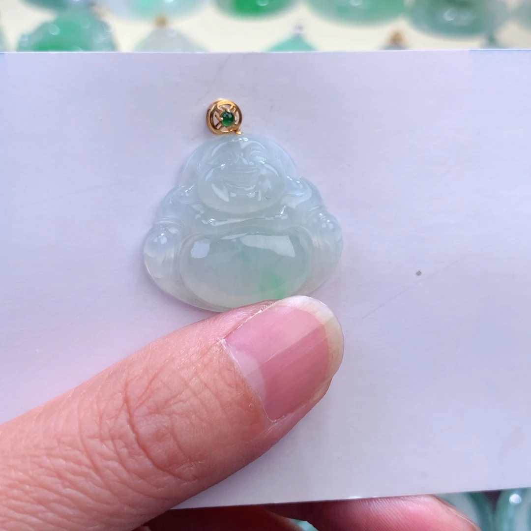 翡翠吊坠(不含链)18K金镶嵌